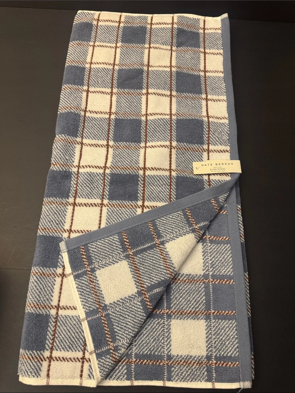 8pc NATE BERKUS 100% Cotton Plaid Bath Towel Set - Made in India